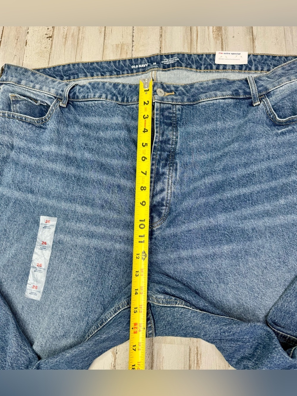 Old Navy Jeans Womens 26 Kicker Boot Cut Ex High Rise Button Fly Raw NWT - Picture 7 of 12